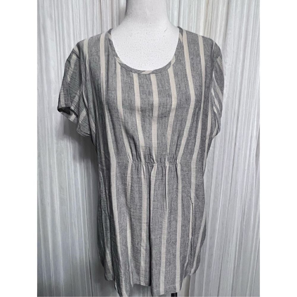 Masai Striped Cap Sleeve Fitted Regular Dot Top NWT Size Large